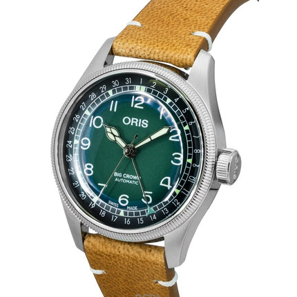 Oris Big Crown Cervo Volante nahkaranneke vihreällä kellotaululla automaattinen 01-754-7779-4067-set miesten kello