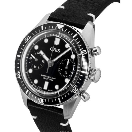 Oris Divers Sixty-Five Chronograph -nahkahihna, musta kellotaulu, automaattinen 01-771-7791-4054-07-6-20-01 100M miesten kello