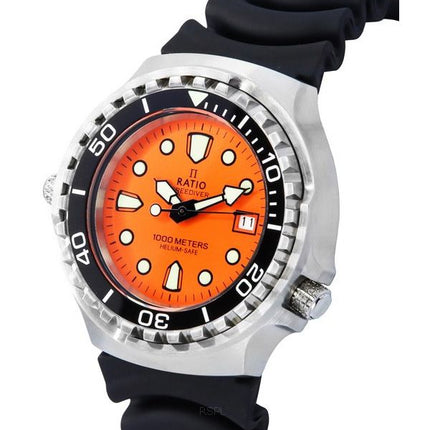 Suhde FreeDiver Helium Safe Sapphire Quartz Orange Kellotaulu 1038EF102V-ORG Miesten 1000M Kello