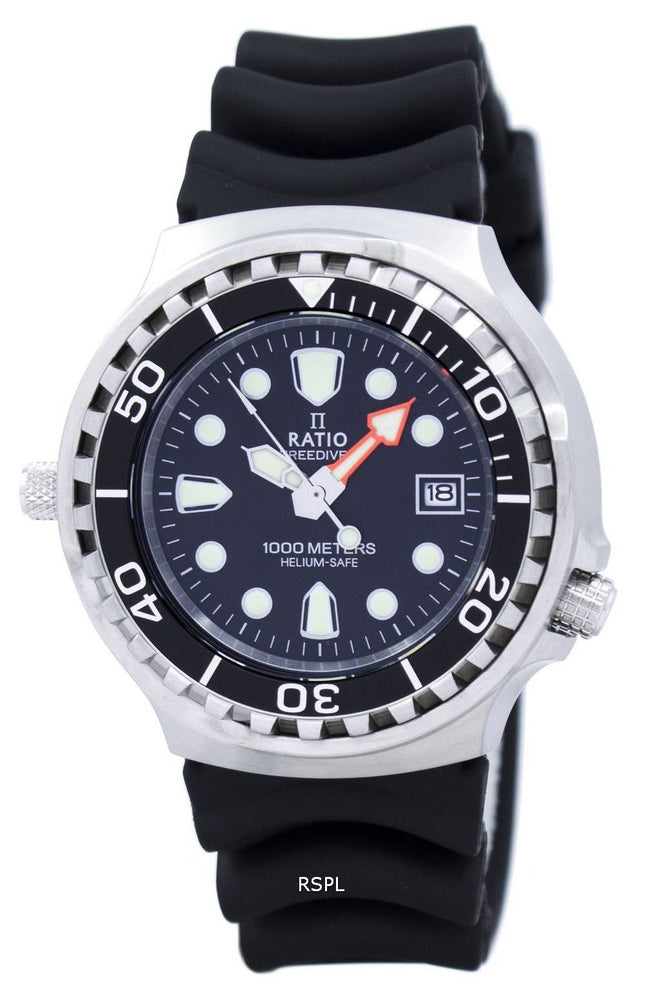 Kunnostettu Ratio FreeDiver Helium Safe 1000M Sapphire Quartz 1038EF102V miesten kello