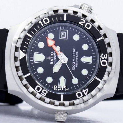 Kunnostettu Ratio FreeDiver Helium Safe 1000M Sapphire Quartz 1038EF102V miesten kello