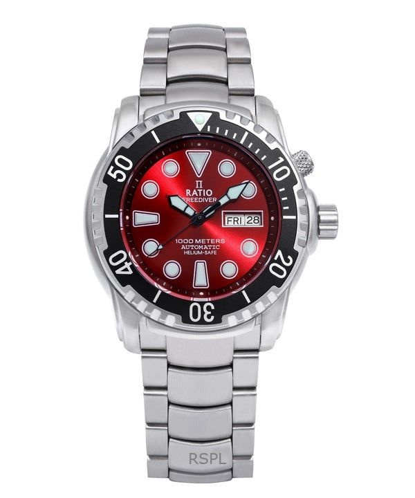 Suhdevapaa Diver Helium-Safe 1000M Sapphire Automaattinen 1068HA96-34VA-RED miesten kello