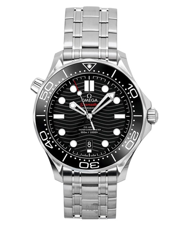 Omega Seamaster ruostumattomasta teräksestä valmistettu musta kellotaulu automaattinen sukeltajan 210.30.42.20.01.001 300M miesten kello
