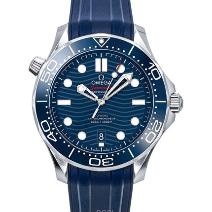 Omega Seamaster Rubber Strap Blue Dial Automatic Diver&#39;s 210.32.42.20.03.001 300M miesten kello