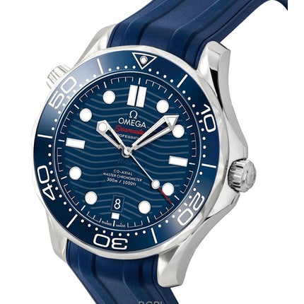 Omega Seamaster Rubber Strap Blue Dial Automatic Diver&#39;s 210.32.42.20.03.001 300M miesten kello