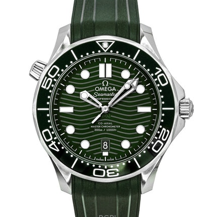 Omega Seamaster Rubber Strap Green Dial Automatic Diver&#39;s 210.32.42.20.10.001 300M miesten kello