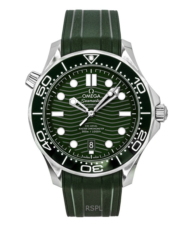 Omega Seamaster Rubber Strap Green Dial Automatic Diver&#39;s 210.32.42.20.10.001 300M miesten kello