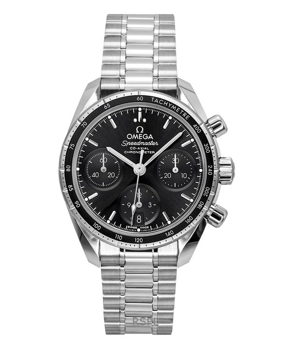 Omega Speedmaster Chronograph ruostumattomasta teräksestä valmistettu musta kellotaulu automaattinen 324.30.38.50.01.001 100M miesten kello