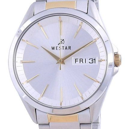 Westar Silver Dial kaksisävyinen ruostumaton teräs kvartsi 50212 CBN 107 miesten kello