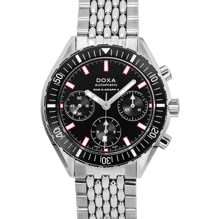 Doxa Sub 200 C-Graph II Sharkhunter mustalla kellotaululla automaattinen sukeltajan 797.10.101.10 200M miesten kello lisärannekkeella