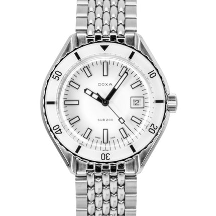 Doxa SUB 200 Whitepearl ruostumattomasta teräksestä valmistettu valkoinen kellotaulu automaattinen sukeltajan 799.10.011.10 200M miesten kello