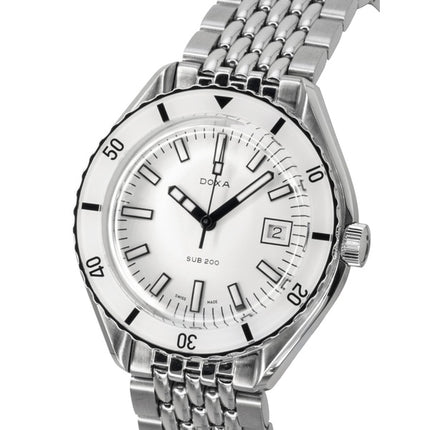 Doxa SUB 200 Whitepearl ruostumattomasta teräksestä valmistettu valkoinen kellotaulu automaattinen sukeltajan 799.10.011.10 200M miesten kello