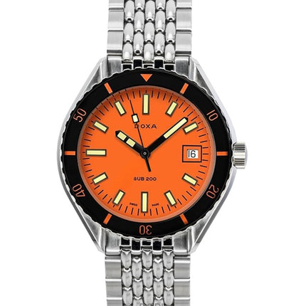 Doxa SUB 200 Professional ruostumattomasta teräksestä valmistettu oranssi kellotaulu automaattinen sukeltajan 799.10.351.10 200M miesten kello lisärannekkeella