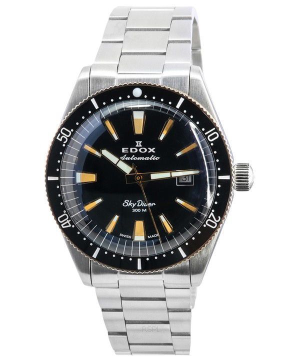 Edox Skydiver Limited Edition musta kellotaulu automaattinen sukeltaja 80126357RNMNIRB 300M miesten kello