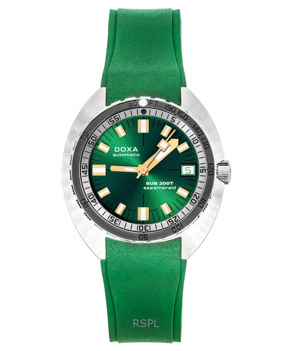Doxa SUB 200T Sea Emerald -kumiranneke, vihreä kellotaulu, automaattinen sukeltajan 804.10.131S.26 200M miesten kello lisärannekkeella