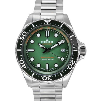 Edox Neptunian Grande Reserve Date Green Dial automaattinen sukeltaja 80801 3VM VDN 300M miesten kello