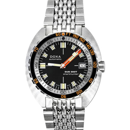Doxa SUB 300T Sharkhunter ruostumattomasta teräksestä valmistettu musta kellotaulu automaattinen sukeltajan 840.10.101.10 1200M miesten kello lisärannekkeella