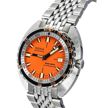 Doxa SUB 300T Aristera Professional Orange Dial Automatic Diver&#39;s 840.10.351.10 1200M miesten kello lisärannekkeella