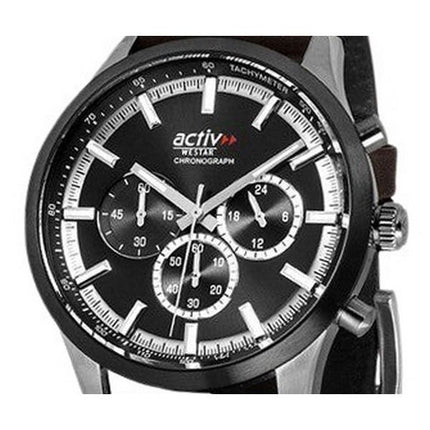 Westar Activ Chronograph nahkaranneke musta kellotaulu kvartsi 90265SBN123 miesten kello