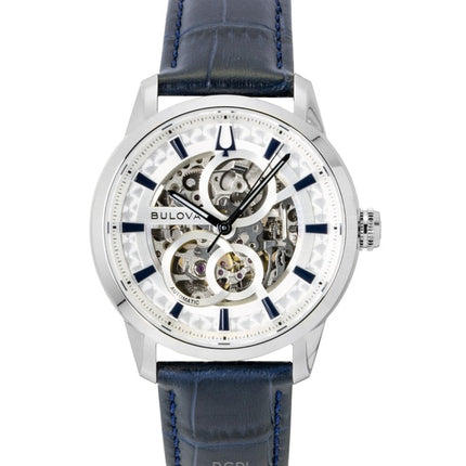 Bulova Sutton nahkaranneke hopea luuranko automaattinen 96A330 miesten kello