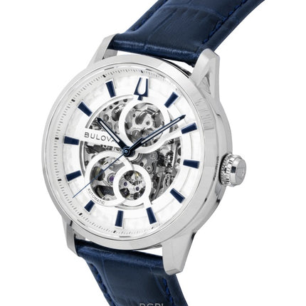 Bulova Sutton nahkaranneke hopea luuranko automaattinen 96A330 miesten kello