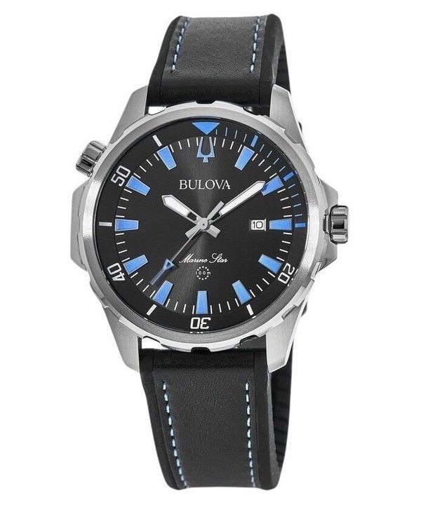 Bulova Marine Star silikoniranneke musta kellotaulu kvartsi 96B337 100M miesten kello