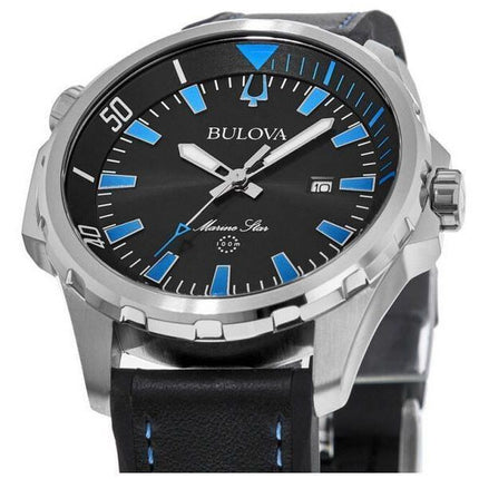 Bulova Marine Star silikoniranneke musta kellotaulu kvartsi 96B337 100M miesten kello