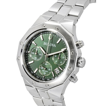 Bulova Octagon Prestige Chronograph ruostumattomasta teräksestä valmistettu vihreä soittaa kvartsi 96B409 100M miesten kello