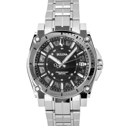 Bulova Icon Precisionist ruostumattomasta teräksestä valmistettu musta kellotaulu kvartsi 96B417 100M miesten kello