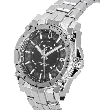 Bulova Icon Precisionist ruostumattomasta teräksestä valmistettu musta kellotaulu kvartsi 96B417 100M miesten kello