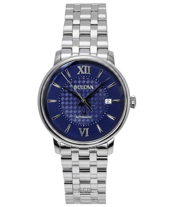 Bulova Hudson ruostumattomasta teräksestä valmistettu sininen kellotaulu 96B447 miesten kello