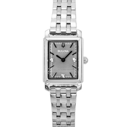 Bulova Sutton Diamond Accents ruostumattomasta teräksestä valmistettu harmaa helmiäishohtoinen kvartsi 96P252 naisten kello