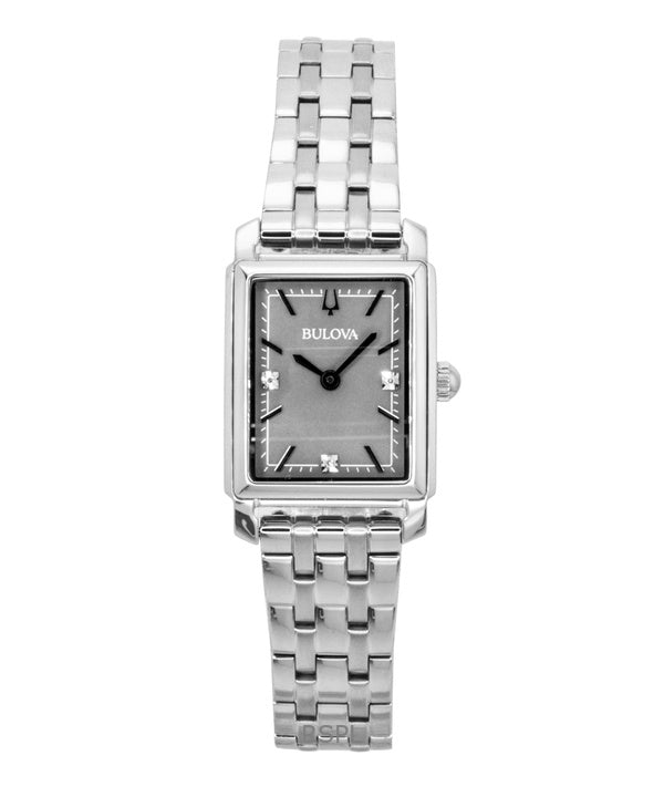 Bulova Sutton Diamond Accents ruostumattomasta teräksestä valmistettu harmaa helmiäishohtoinen kvartsi 96P252 naisten kello