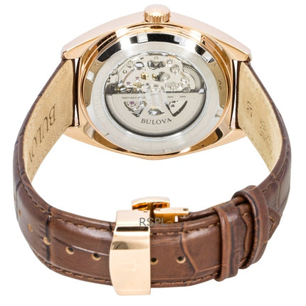 Bulova Surveyor nahkaranneke hopealla varustettu luurankokellotaulu automaattinen 97A175 miesten kello