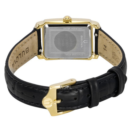 Bulova Sutton -nahkahihnalla varustettu timanttikuvioinen helmiäiskuvioinen kvartsi 97P166 naistenkello