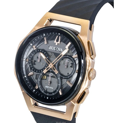 Bulova Curv Chronograph -kumiranneke, musta kellotaulu, kvartsi 98A185, miesten kello