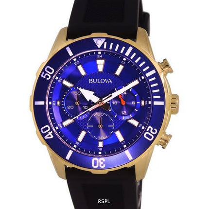 Bulova Sport Chronograph Silicon Blue kellotaulu kvartsi 98A244 100M miesten kello