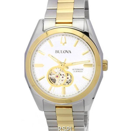 Bulova Surveyor hopea, avoin sydänkello, automaattinen 98A284 miesten kello