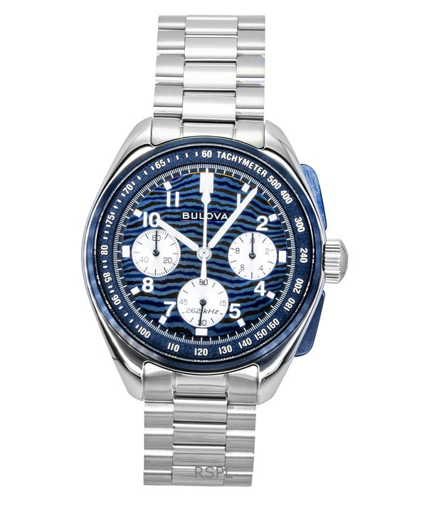 Bulova Lunar Pilot Timascus Chronograph 150-vuotisjuhlamallin sininen kellotaulu 98A329 miesten kello