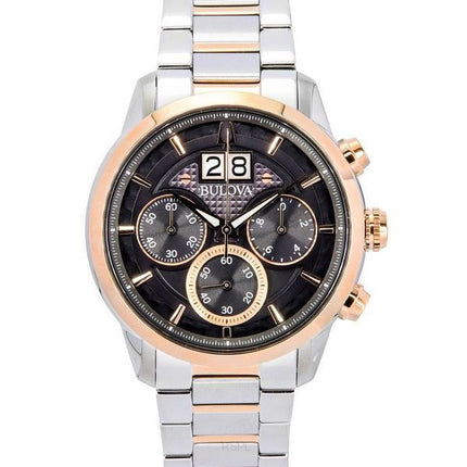 Bulova Classic Sutton Chronograph kaksisävyinen ruostumattomasta teräksestä valmistettu harmaa kellotaulu kvartsi 98B335 miesten