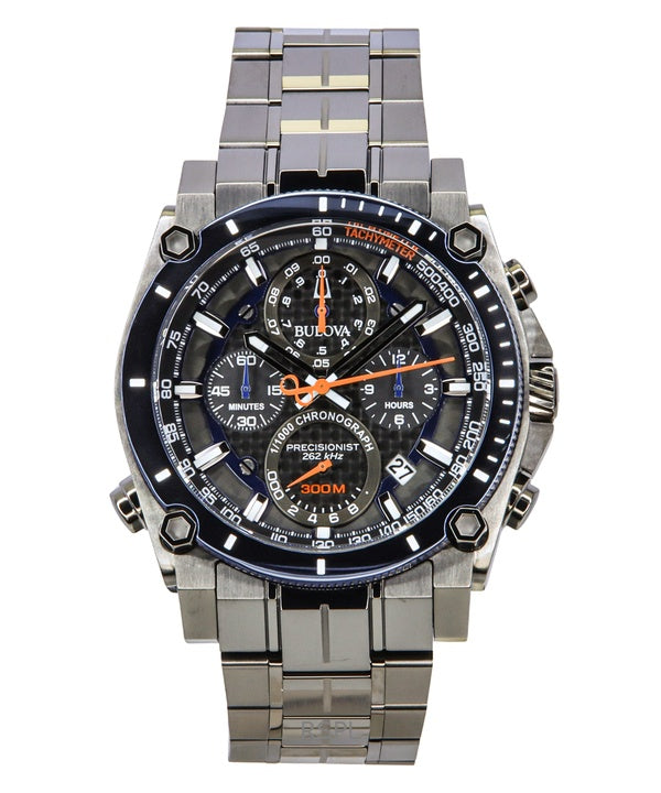 Bulova Icon Precisionist Chronograph ruostumattomasta teräksestä valmistettu harmaa kellotaulu kvartsi sukeltajan 98B343 300M miesten kello