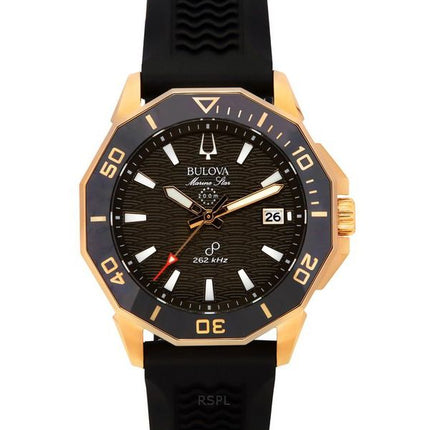 Bulova Marine Star musta silikonihihna ruskea kellotaulu Precisionist Quartz Diver's 200M 98B421 miesten kello