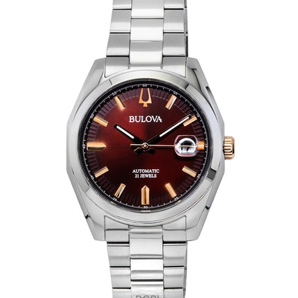 Bulova Surveyor ruostumattomasta teräksestä valmistettu viininpunainen kellotaulu 98B422 miesten kello