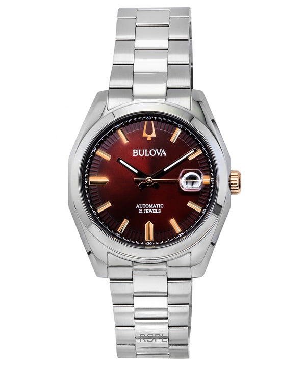 Bulova Surveyor ruostumattomasta teräksestä valmistettu viininpunainen kellotaulu 98B422 miesten kello