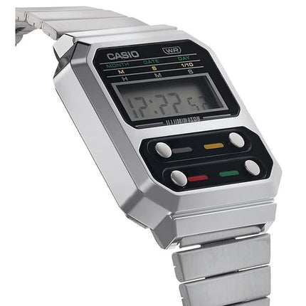 Casio Vintage digitaalinen ruostumattomasta teräksestä valmistettu A100WE-1A A100WE-1 miesten kello
