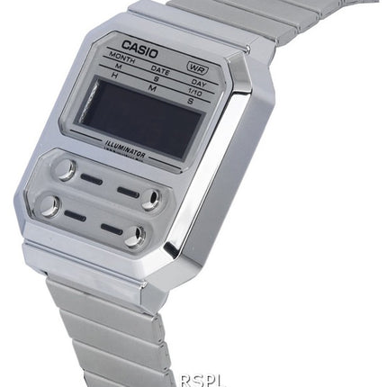 Casio Vintage digitaalinen ruostumattomasta teräksestä valmistettu kvartsi A100WE-7B A100WE-7B Unisex kello