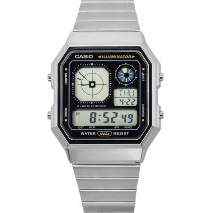 Casio Vintage digitaalinen ruostumattomasta teräksestä valmistettu kvartsi A130WE-1A unisex-kello
