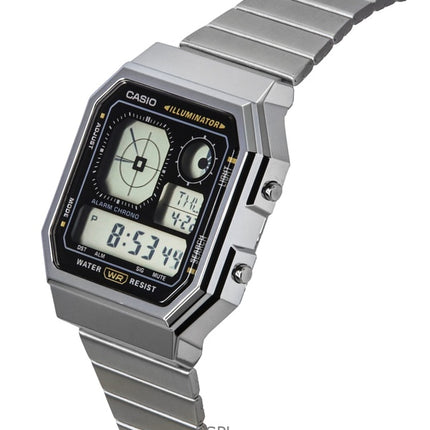 Casio Vintage digitaalinen ruostumattomasta teräksestä valmistettu kvartsi A130WE-1A unisex-kello
