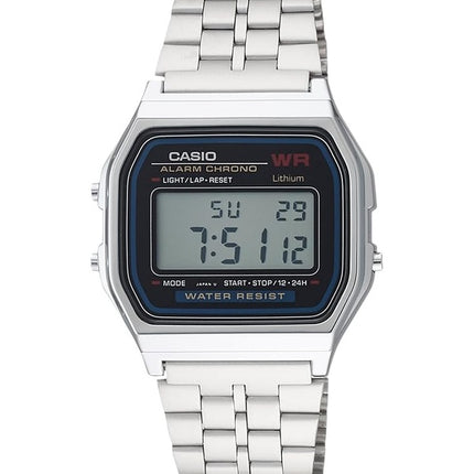 Casio digitaalinen herätyskello Chrono ruostumaton teräs A159WA N1DF A159WA-N1 Miesten kello