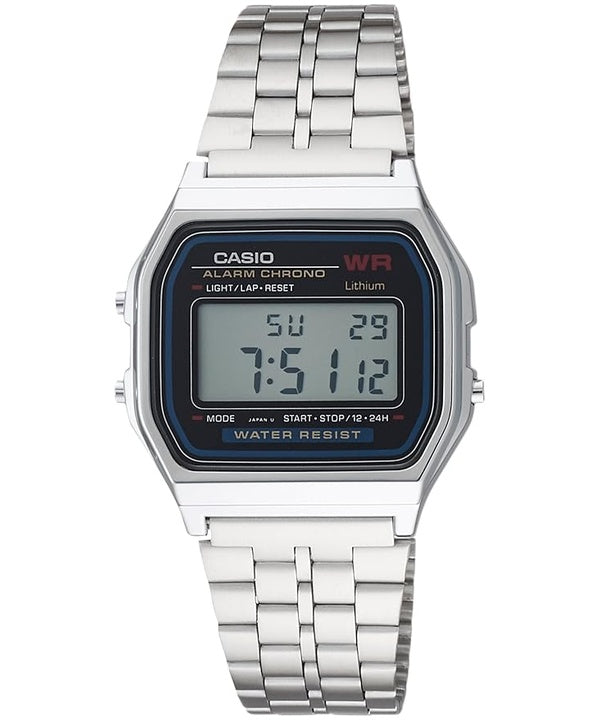 Casio digitaalinen herätyskello Chrono ruostumaton teräs A159WA N1DF A159WA-N1 Miesten kello